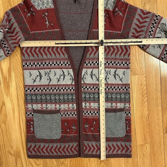 Twenty8Twelve S Miller Sz Small Lyric Printed Sweater Coat Cardigan Birds Anchor - Picture 7 of 7